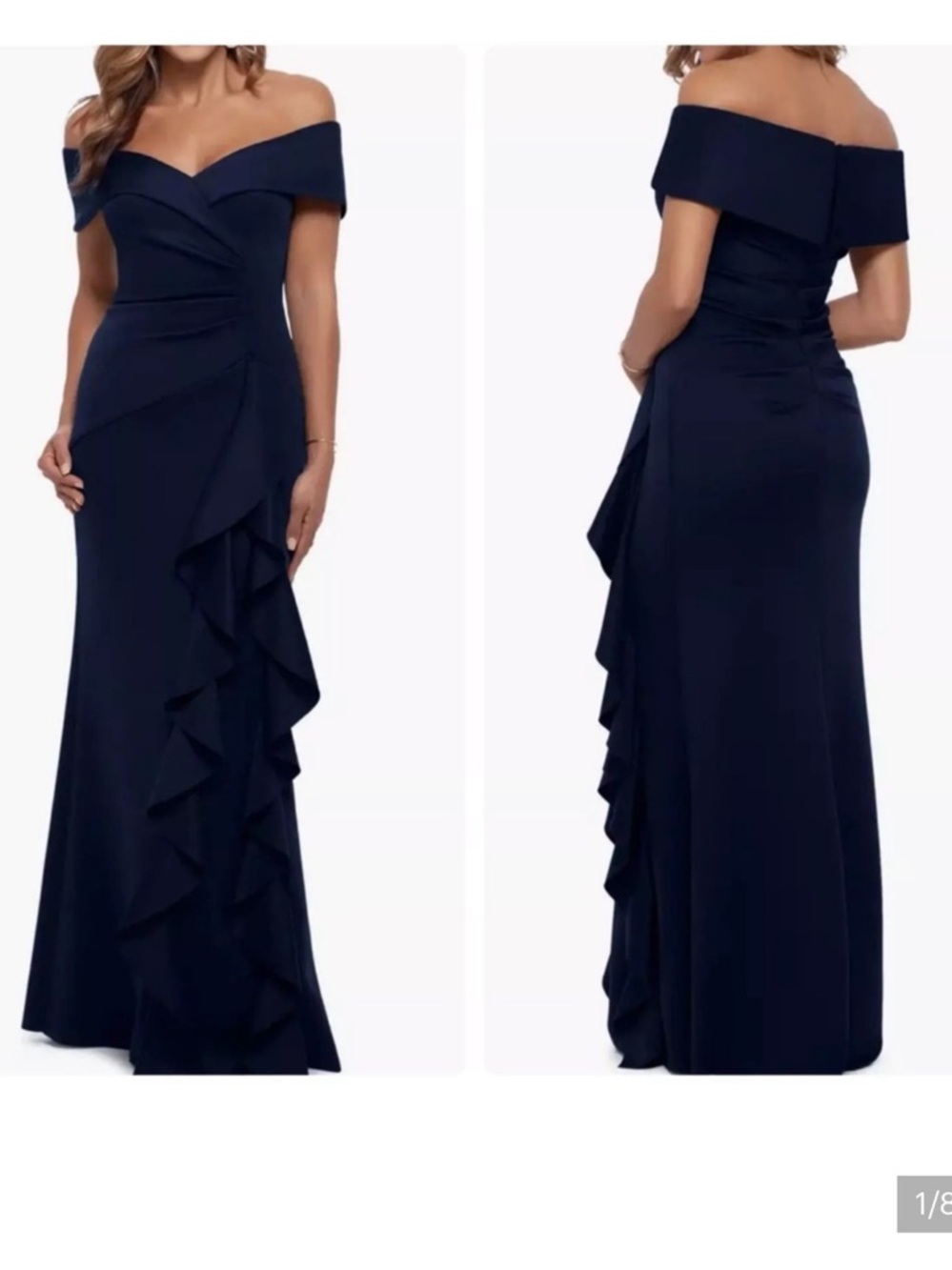 Xscape Women's Sweetheart Neck Side Ruffle Off-The-Shoulder Long Dress